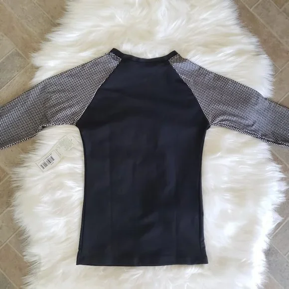 SOLD Seea Womens Top XS Doheny Rash Guard Black Colorblock Raglan Sleeve NEW - Picture 2 of 13